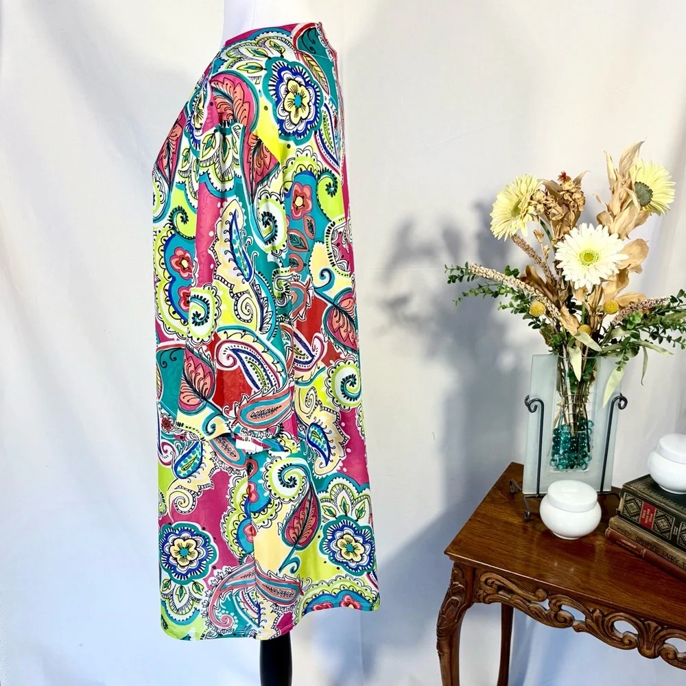 NWT Anne Cole Multicolor Paisley Print Swim Cover-Up Lightweight Dress Sz L/XL💛 - Picture 7 of 11